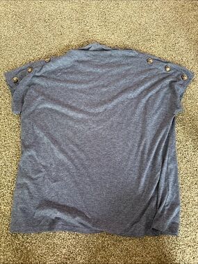 Oversized Button-Shoulder Short Sleeve Tee  Blue